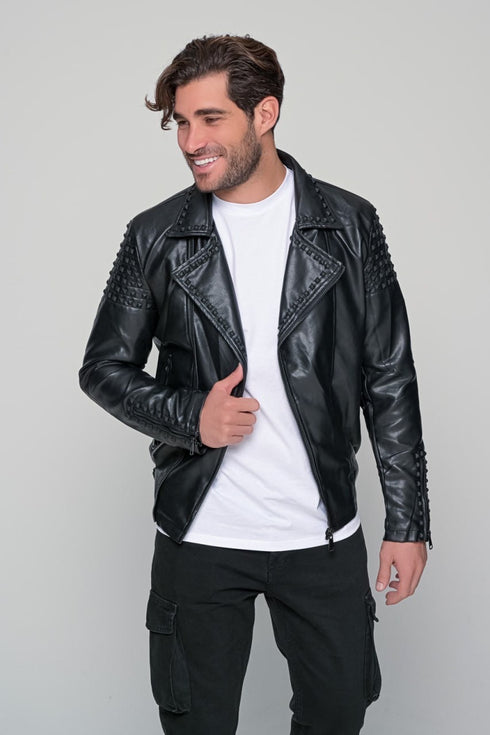 Leather Biker Jacket - Black